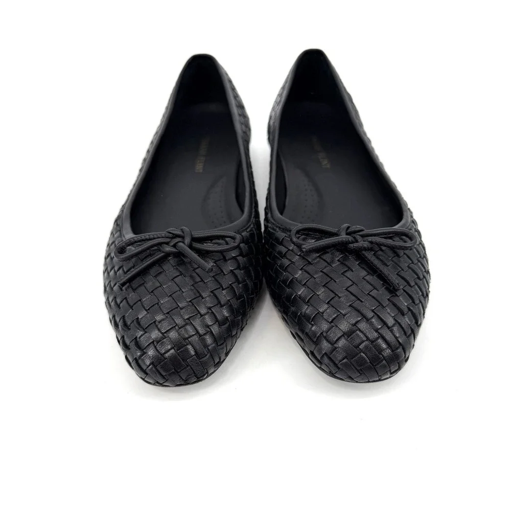 Sarah Flint Black Woven Leather Ballet Flats